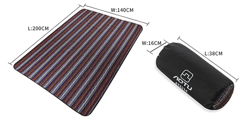 Durável da Lona Toalha de Piquenique Esteira de Acampamento ao ar Bolsa de Praia Aotu Listrado Livre Tenda Colchão Dobrado Bolsa Portátil Mat Pad Moisture-proof 3 AOTU Durável Da Lona Listrado toalha de