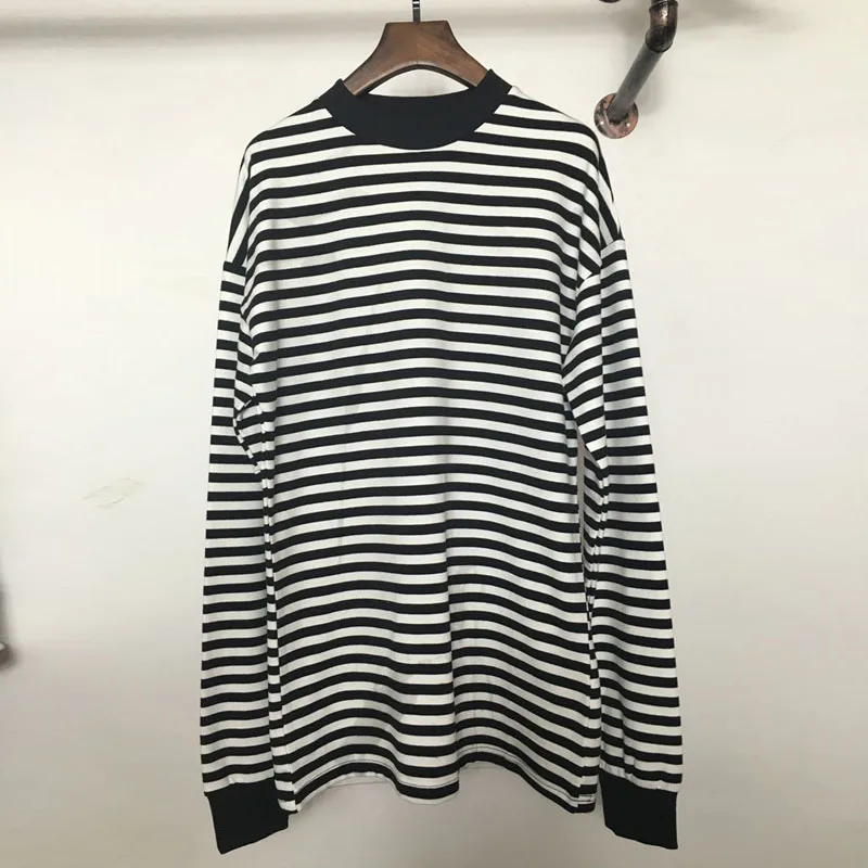 plus size long sleeve black and white striped shirt