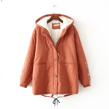 

New 2018 Winter Coat Women Slim Plus Size Outwear Medium-Long Wadded Jacket Thick Hooded Cotton Wadded Warm Cotton Parkas
