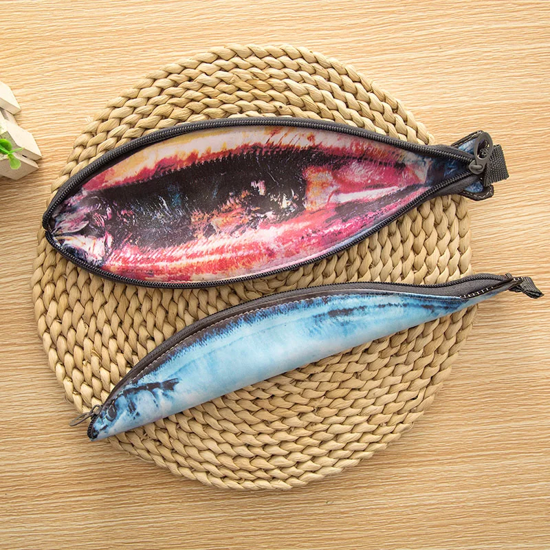 

Novelty fish school Pencil case for kids gift kawaii PU pencil bag Stationery pouch marerial pen box school supplies escolar