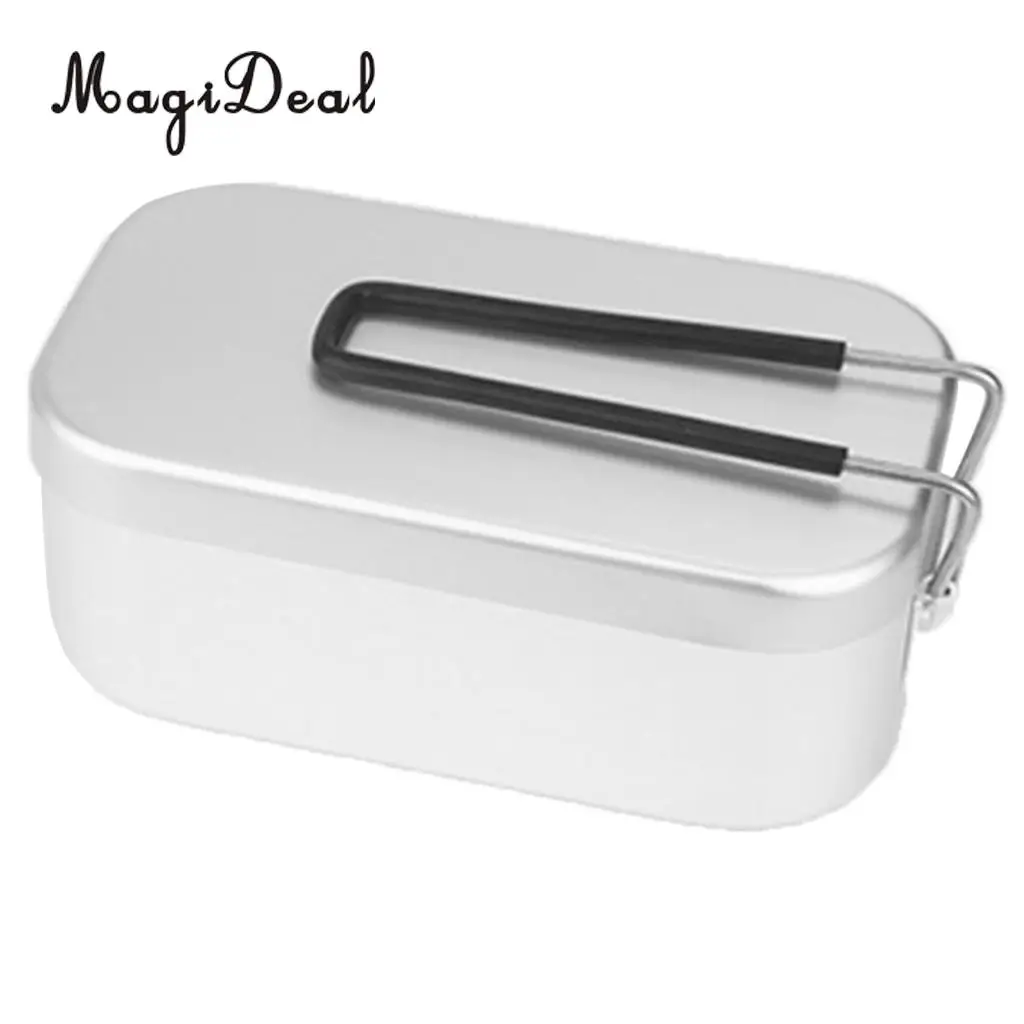 MagiDeal Portable Aluminum Lunch Bento Food Box Container Mess Tin School Kids Camping Picnic BBQ Picnic Mess Kit Accessory