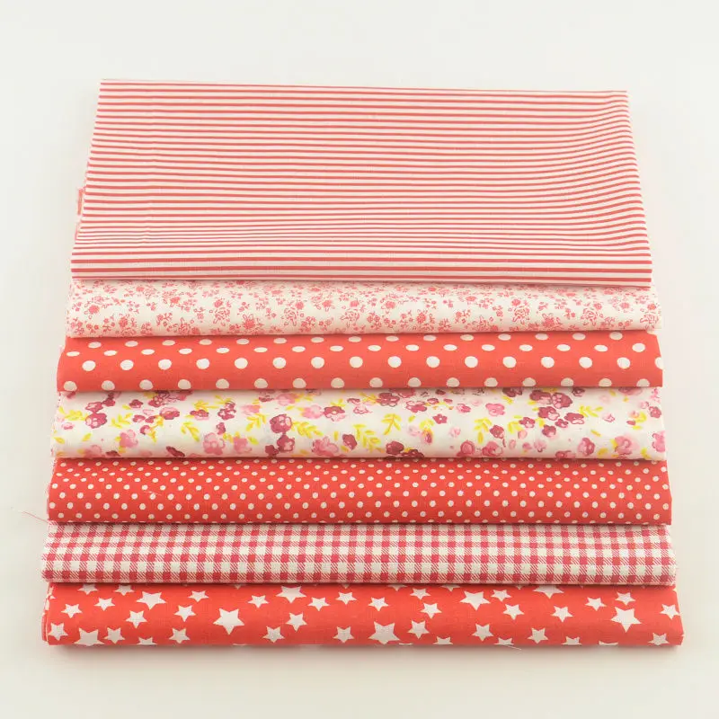 Teramila 7 Design Red Color Plain Cotton Fabric Differnent Style for Needlework Sewing Patchwork Material Home Meter Textile Toy