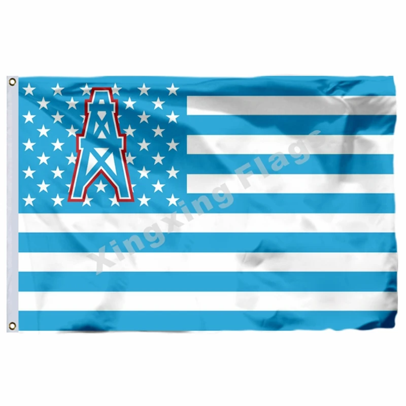 Houston Oilers With Modified US Flag 3ft X 5ft Polyester NFL1 Banner