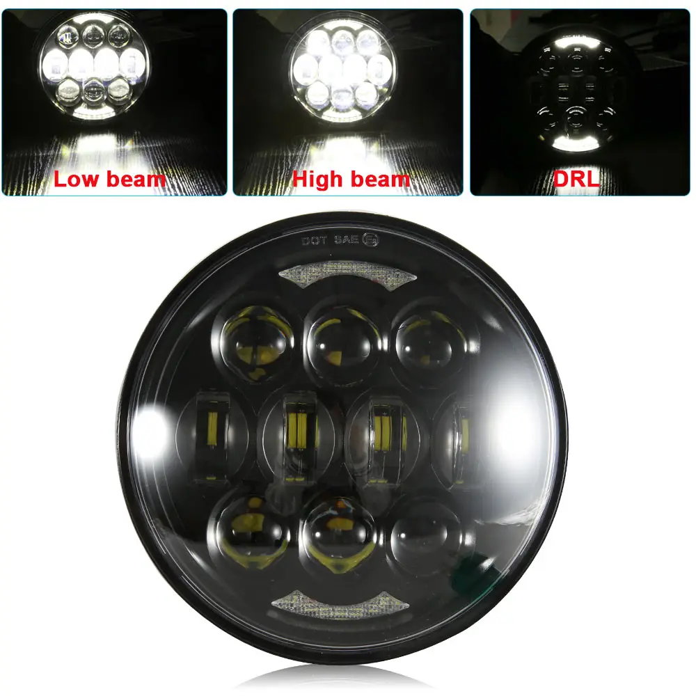 Яркий точечный одобренный 80 Вт с DRL 5-3/" 5,75" Круглый Светодиодный проекционный фонарь для мотоциклов черный/серебристый