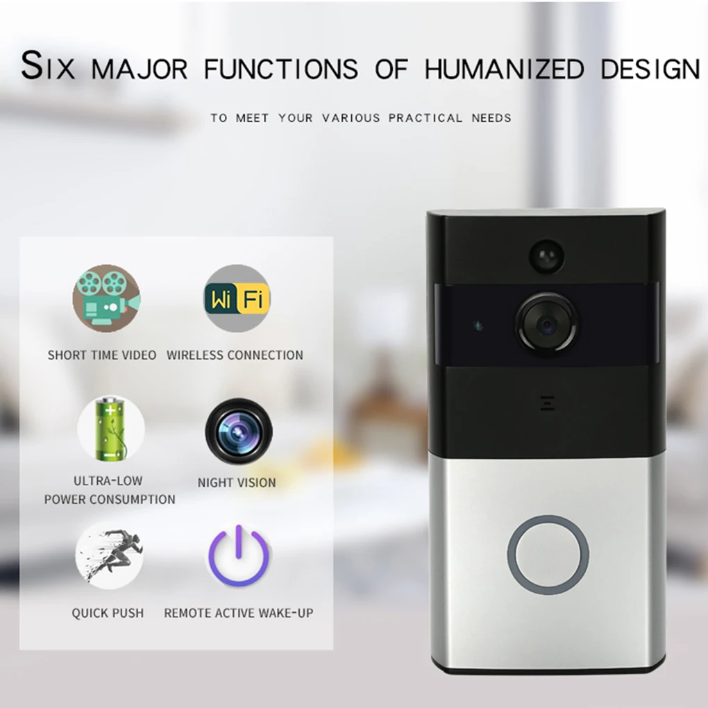 

DANMINI WF06 Home Security Wifi Doorbell 720P HD IR Wireless Remote Control Door Bell Alarm for Android For IOS