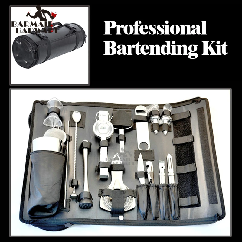 

Bar Tool Bag Bartender Tool Kit Cocktail Shaker Wine Set