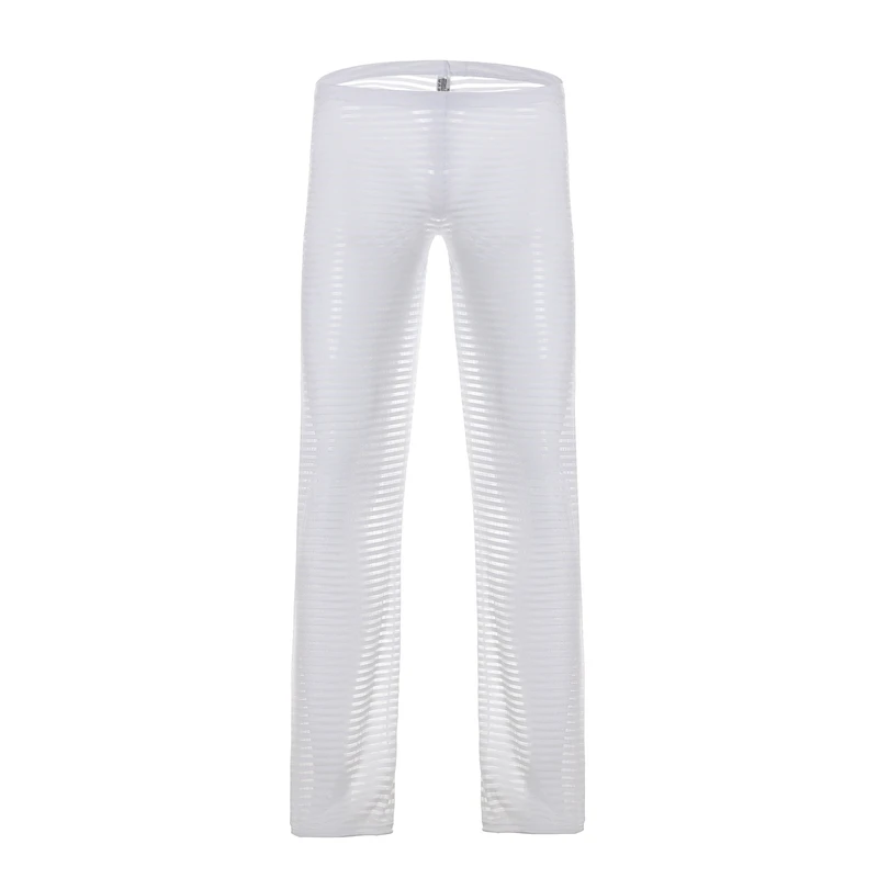 Мужское нижнее белье/Мужские сексуальные шелковые прозрачные пижамные штаны/сексуальные сетчатые прозрачные штаны для отдыха/одежда для сна - Цвет: Белый