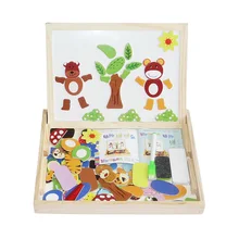 Красочные деревянные магнитные игрушки-головоломки в виде животных, блокнот для рисования, деревянные Обучающие Игрушки для раннего развития, подарок для детей