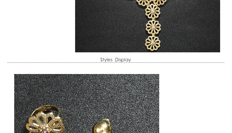 AYAYOO Big Dubai Jewelry Sets For Women Flower Necklace Set Gold Color African Beads Jewelry Set Nigerian Wedding Gift (3)