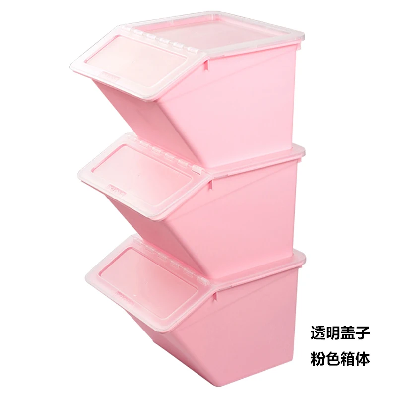 Пластиковая крышка для хранения детская одежда игрушка закуски Флип Крышка для хранения детей коробка для хранения LM7161050 - Color: Pink