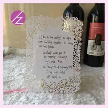 

12pcs/lot OEM /ODM wholesaler simple printed invitation cards laser cut good pearl paper can custom letters on it QJ-192