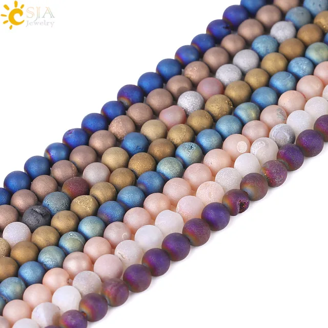 CSJA-Cuenta de piedra Natural suelta para fabricación de joyas, cuentas minerales de cuarzo de cristal en bruto, collares de pulseras DIY F545, 6, 8, 10, 12 y 14mm CSJA-Cuenta de piedra Natural suelta para fabricación de joyas, cuentas minerales de cuarzo de cristal en bruto, collares de pulseras DIY F545, 6, 8, 10, 12 y 14mm