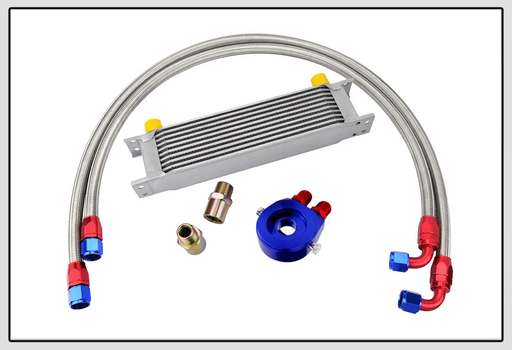 Wlr-универсальный 10 рядов масляный радиатор+ Масляный фильтр Сэндвич адаптер+ SS нейлон нержавеющая сталь плетеный AN10 шланг для BMW