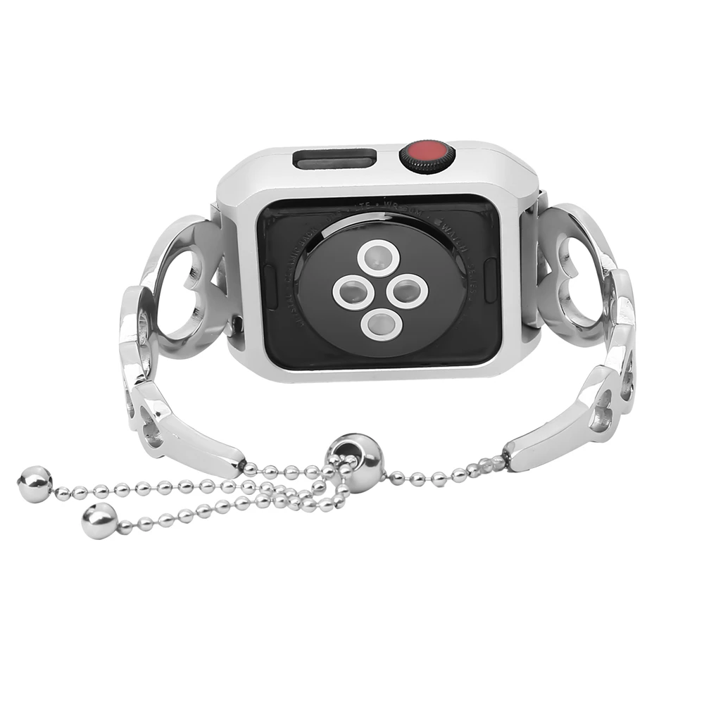 Для женщин модные часы из натуральной кожи часы ремешок для Apple Watch 38/42/40/44 мм Нержавеющая сталь браслет для наручных часов Apple Watch, ремешок для iWatch, версия Series 5 4 3 2