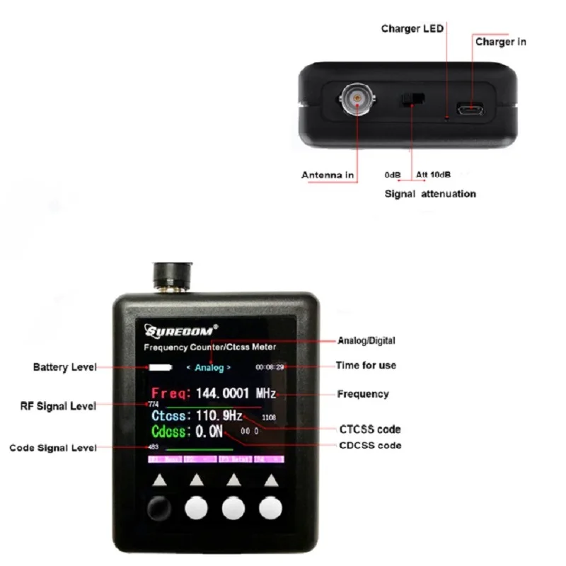 BaoFeng SF-401 Plus цифровое радио 100 МГц-3000 МГц декодер Surecom Портативный счетчик частоты для рации CTCSS CDCSS метр