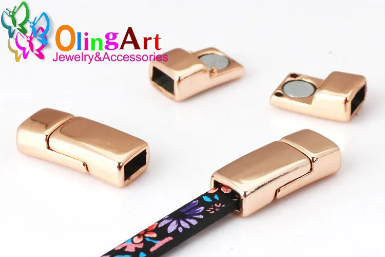 OlingArt, 20*8 мм, 4 шт./лот, магнитная застежка, покрытая золотом KC/розовым золотом/родием/фиолетовым, для изготовления ювелирных изделий, сделай сам, 5*2 мм, кожаный шнур, браслет