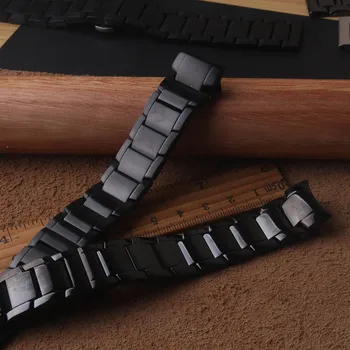 

High quality Watchbands solid curved ends for samsung Galaxy sport 42mm wristwatch case Black matte and polished metal bracelets