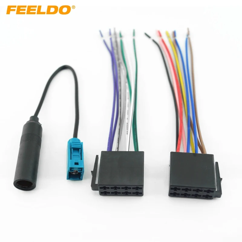 FEELDO Car Stereo Audio Wiring Harness With FAKRA II Antenna Plug For Volkswagen/Audi/Mercedes OEM Factory Head Unit #3077 | Автомобили и