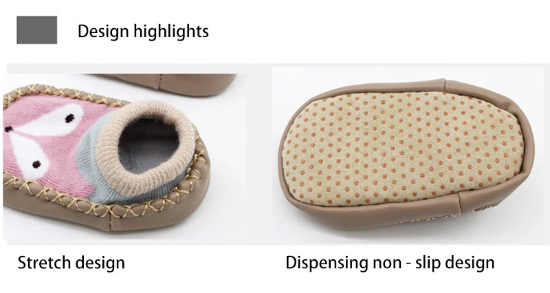 1 Pair Cartoon Shoe Socks For Baby Combed Cotton Anti Slip Floor Socks Leather Sole Towel Socks For Kids Infant Home Slippers (9)