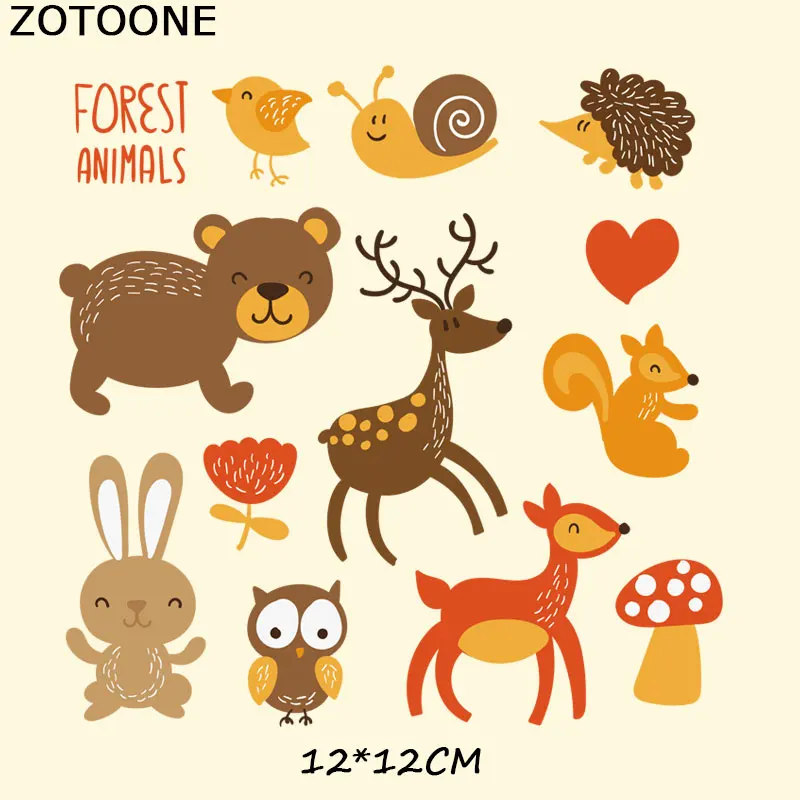 

ZOTOONE New Forest Animals Clothes Patch Iron on Transfers A-level Washable Stickers T-shirt Dresses Sweater Bag Decoration C