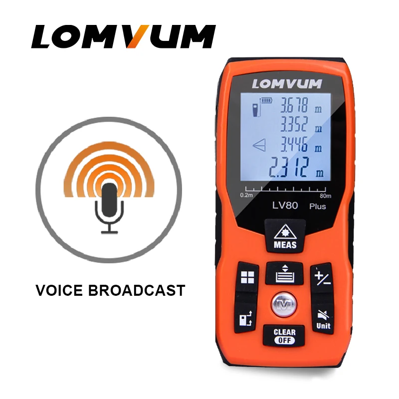 

LOMVUM LV-M Handheld Laser Distance Meter level bubbles laser rangefinder Voice Broadcast