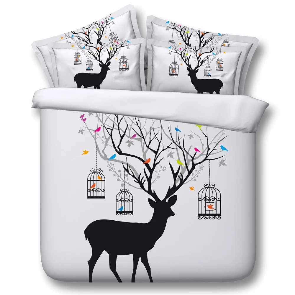 Tree Deer Shaped Comforter Bedding Set Twin Full Queen Super Cal King Size Bed Duvet Covers