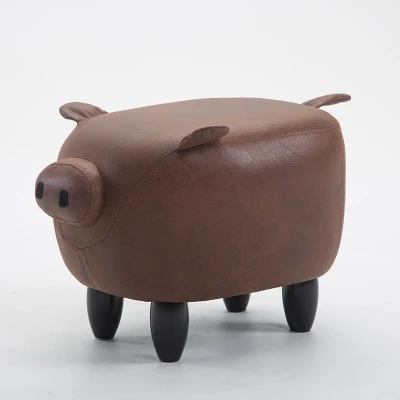 Креативные твердые деревянные табуреты для ног прекрасная обувь с изображением свинки табурет для хранения диванов - Цвет: coffee pig