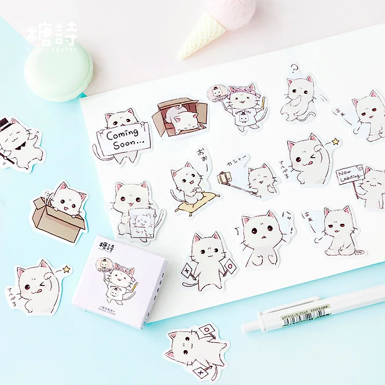 45pcs Cartoon Cat Paper Stickers Adhesive Stickers DIY Decoration Diary Stationery Stickers Book Box Package Label Sticker 2019 45pcs Cartoon Cat Paper Stickers Adhesive Stickers DIY Decoration Diary Stationery Stickers Book Box Package Label Sticker 2019