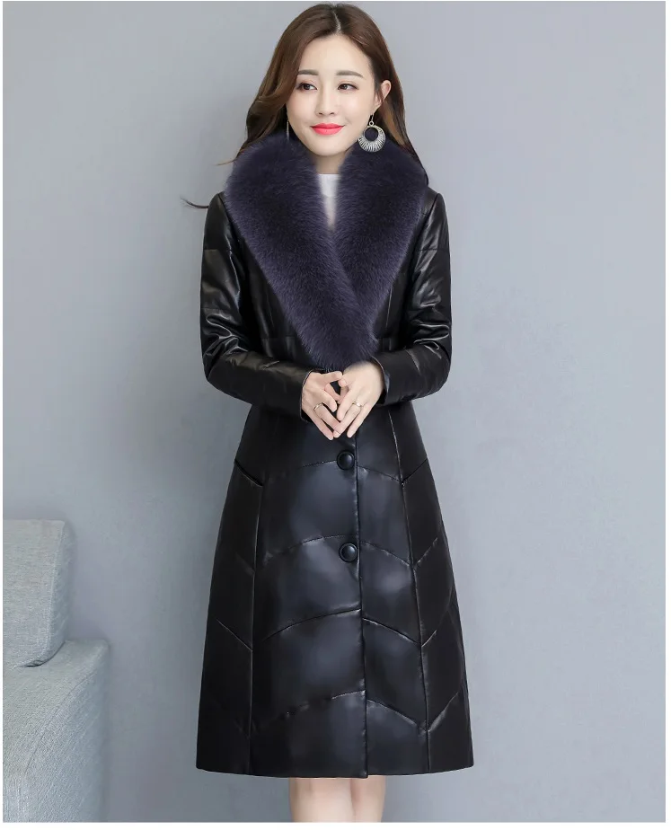Зимние Теплый пуховик хлопковая куртка Для женщин парки Новая мода Имитация Фокс меховой воротник длинные женская верхняя одежда плюс Размеры 4XL AA433 - Цвет: black