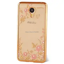 Para Meizu M3 5.0 “TPU Caso de Cristal Rhinestone Diamante Secret Garden Borboleta Galvanoplastia Capa Para M3 Mini Coque Funda