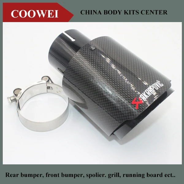

Factory sale 101MM out glossy black paint MUFFLER pipe Akrapovic Carbon Fiber Exhaust Tip/Muffler Stainless Steel