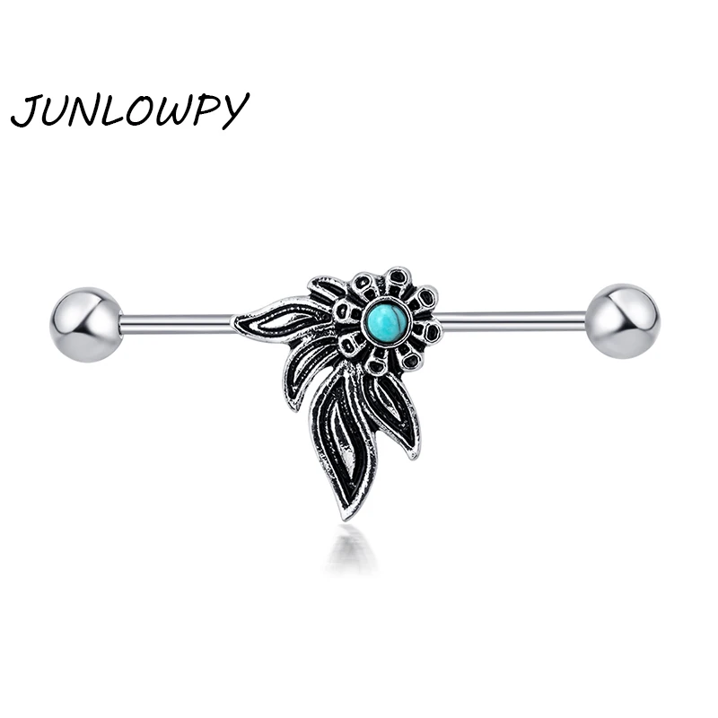 

JUNLOWPY Industrial Barbell Piercing Earring Bar Body Jewellery Wholesales Ear Tragus cartilage piercing Long Punk