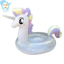 Прозрачный надувной единорог с пайетками бассейн плавательный пояс для плавания Ride-on Floaties водные забавные игрушки плавающая надувная кровать матрас