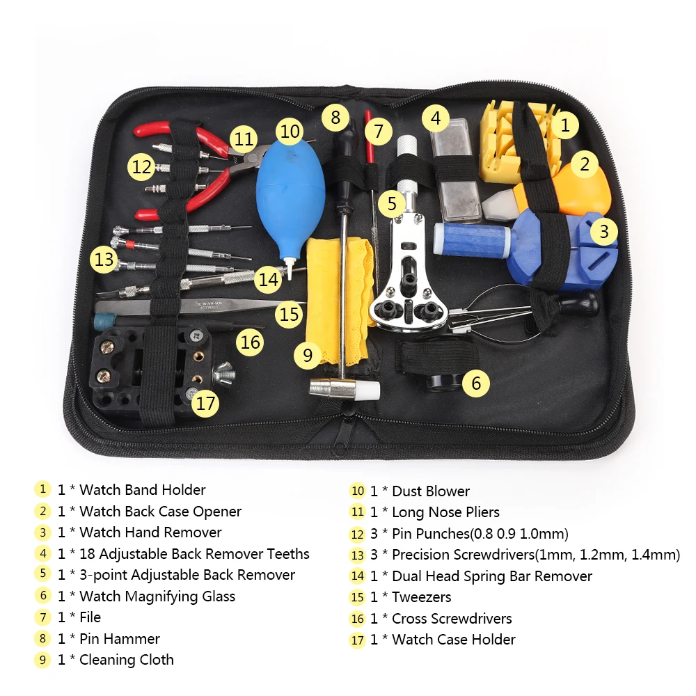22 в 1 Набор инструментов для ремонта часов, открывалка для часов, пружинный стержень, набор инструментов для часов, сменный инструмент часовщика