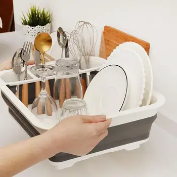 

Folding Kitchen Drain Rack Dish Rack Cutlery Storage Box Collapsible Dish Drainer Cutlery Stand Cup Holder For kitchen supplier