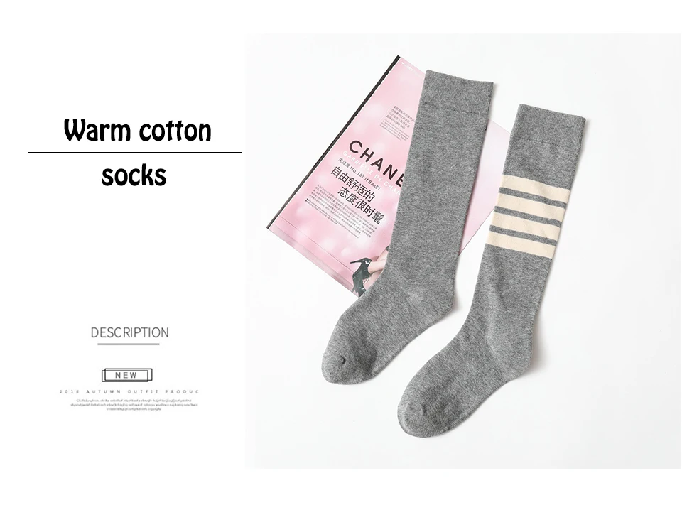 High Quality Sexy Women's Fashion Color Classic Striped Knee-Length Stockings Cotton Female New Ladies Cute Campus Student Style (4)