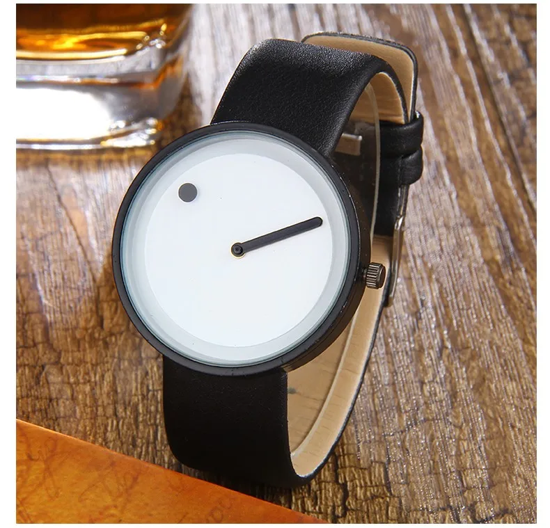 Минималистичный стиль креативные наручные часы дизайн точка и линия простые Стильные кварцевые модные часы это добавить коробку