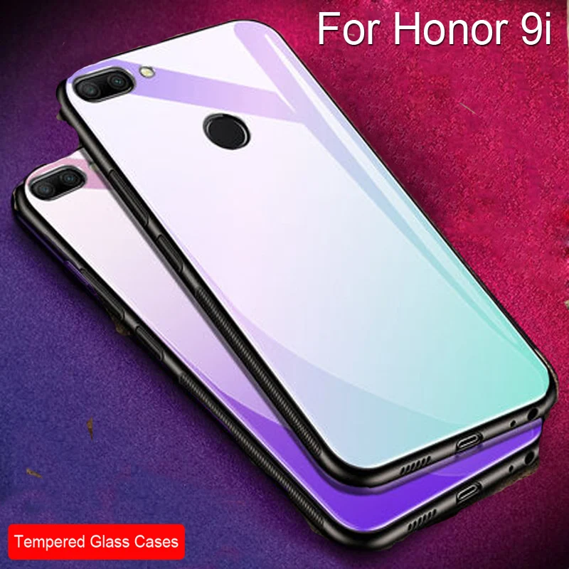 Градиентный чехол из закаленного стекла для Huawei Honor 9i мягкий силиконовый Honor9i