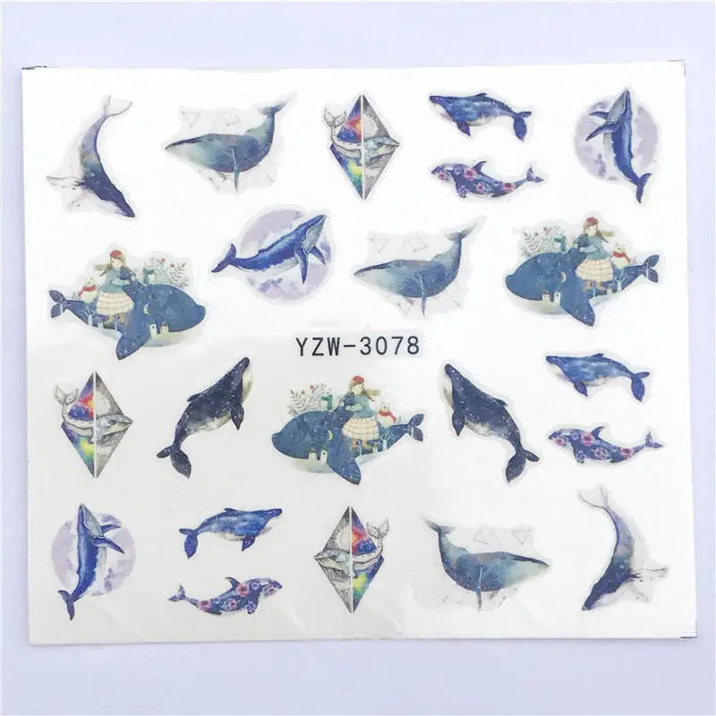 WUF дизайн синий кит/Дельфин благородное ожерелье дизайн для дизайна ногтей водяной знак татуировки украшения - Цвет: YZW-3078
