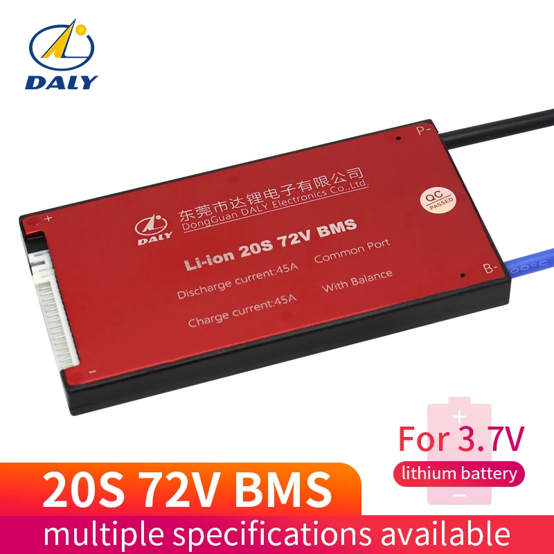 

Daly batter bms 3.7V Li-ion 20S 72V 45A 18650 PCM battery protection board with balanced lithiumli ion lithium battery module