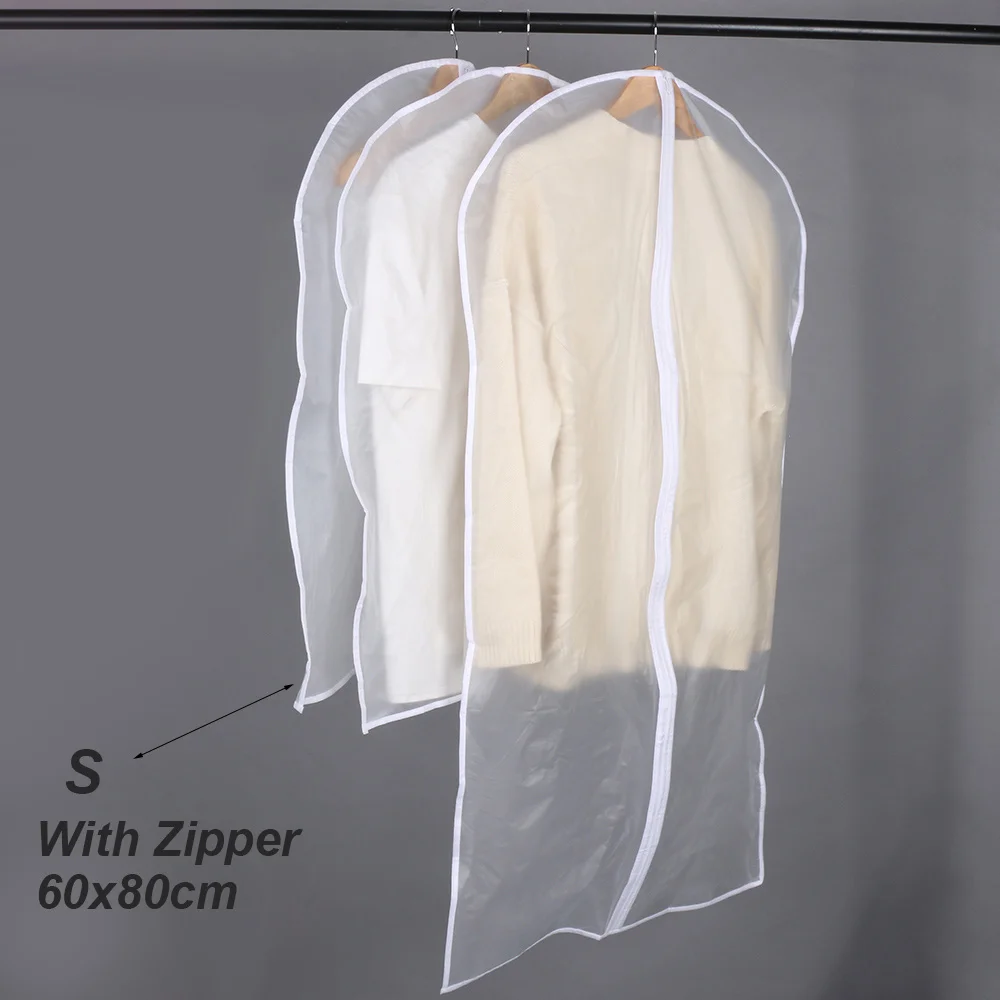 Бытовые сумки для хранения гардероба Прозрачное платье белая одежда пальто защита, костюм, покрытие чехол пыленепроницаемые чехлы на молнии протектор - Цвет: 60x80cm-With Zipper