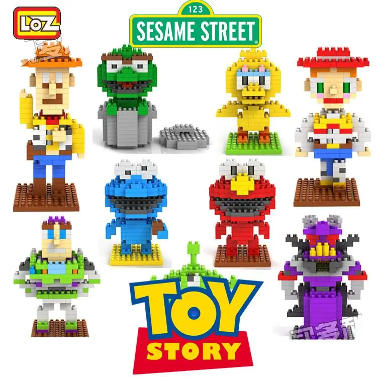 Beste LOZ NanoBlocks Cartoon Leuke Diamond Bouwstenen Toy Story Woody Sesamstraat Elmo Action figures Onderwijs Kinderen Speelgoed Gift