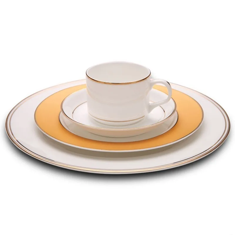 Столовые тарелки, простые с кофейной чашкой, блюдцем, набор посуды из костяного фарфора, сервиз, тарелки, наборы посуды