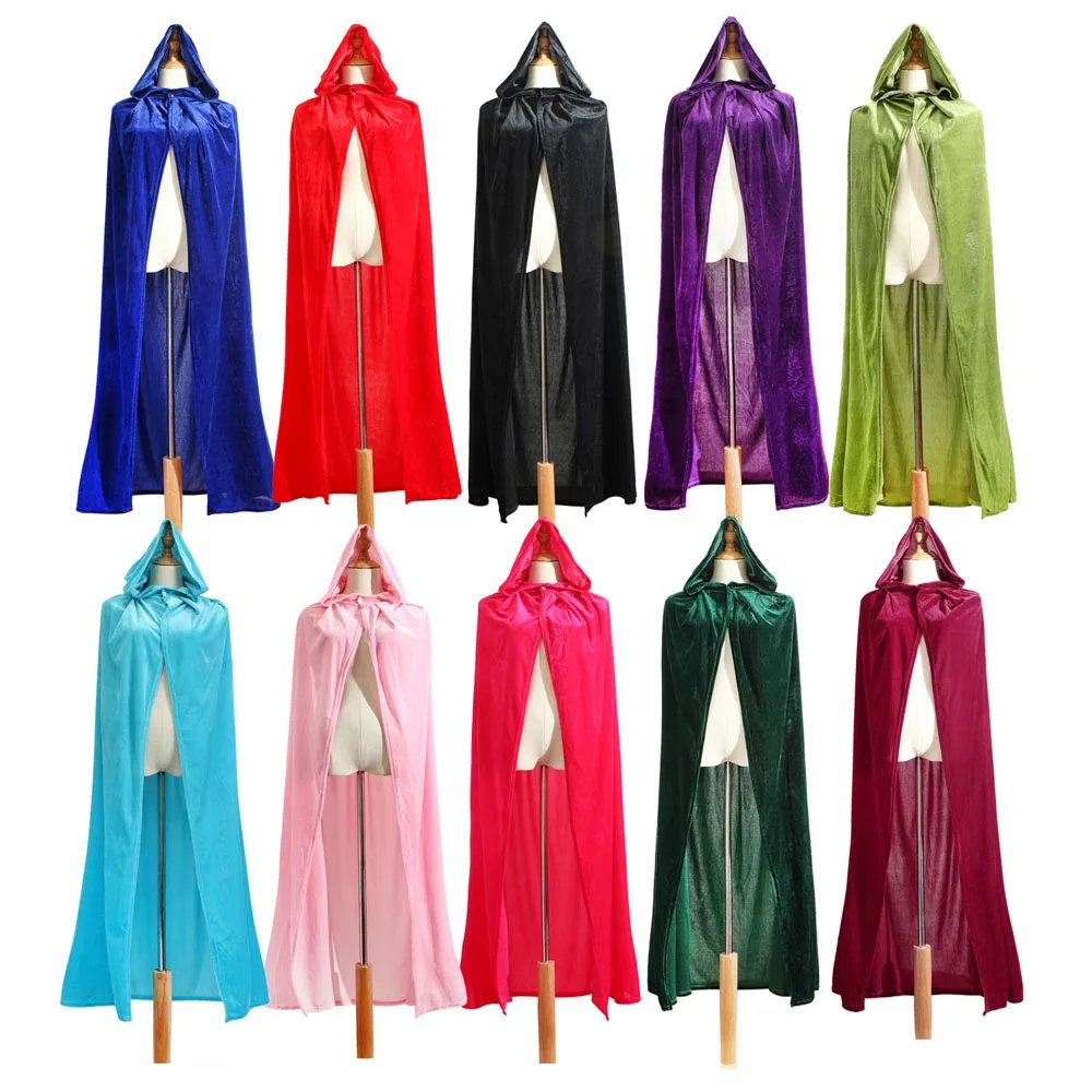 

Medieval Velvet Hooded Cloak Wicca Long Robe Halloween Witchcraft Larp Capes
