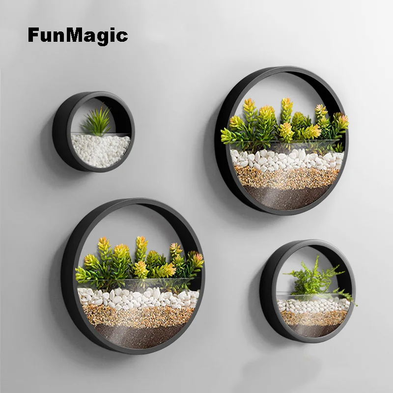 3PCS/Lot Creative Wall Vase Metal Solid Color Hanging Vases Bonsai for Home Decoration Crafts / Artificial Flower Holder Planter