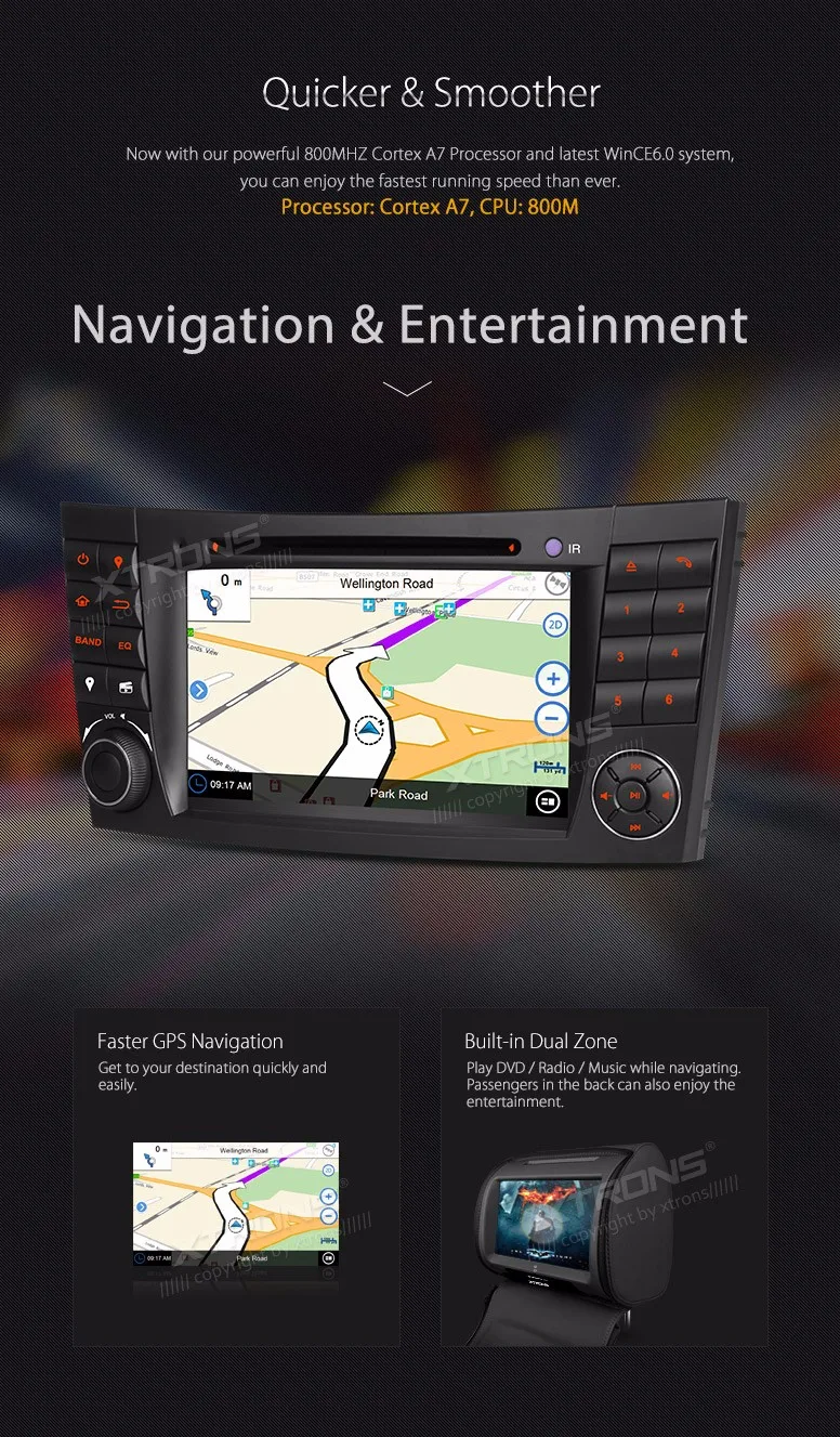 Top 7" Double 2 Din Car DVD Radio GPS Navi Fit For Mercedes-Benz G-W463 CLS-500 E-W211 E-280 Auto Video Player CANbus Audio Stereo 8