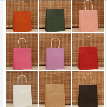 

Portable Kraft Paper Gift bags With Handle For Wedding Birthday Party Festival Gift wrapping Baking supplies packaging 10pcs