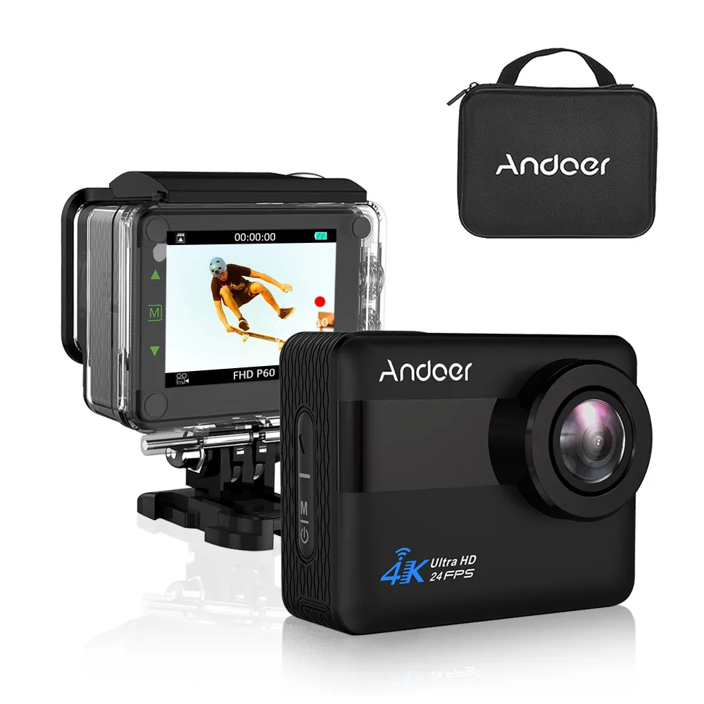 Andoer AN1 Спортивная Экшн-камера 4K WiFi 1080P 20MP Novatek 96660 чипсет 2,31 дюймов сенсорный экран Внешний микрофон Голосовая подсказка