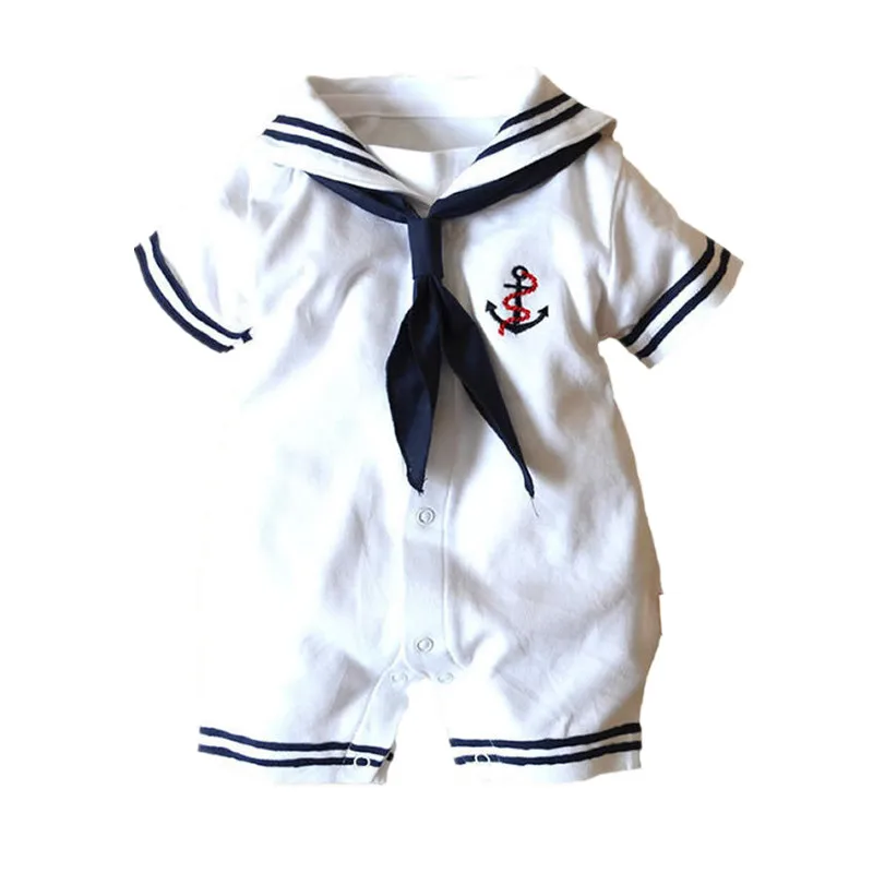 Лидер продаж; комбинезон в морском стиле для новорожденных мальчиков; Летний комбинезон матроса; цельнокроеная одежда для детей 0-18 месяцев