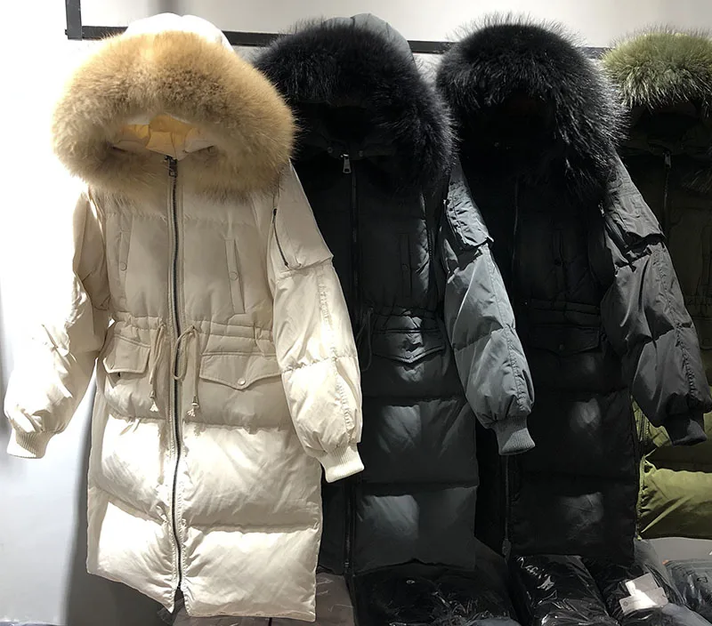Зимняя куртка Для женщин 2018 большой реальный енот меховой воротник стеганая куртка женские парки с хлопковой подкладкой теплая Для женщин